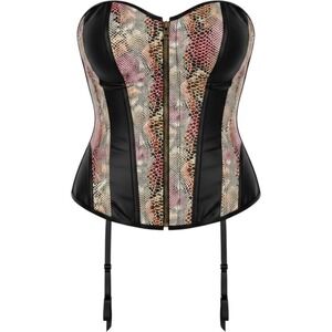 Vtg FOH Edgy Gothic Steampunk Faux Leather Snakeskin Bustier Corset Lingerie Med